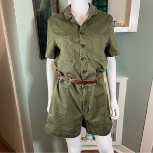Lucky Brand Surplus Shortalls Army Green Utility Romper Playsuit Shorts Medium M